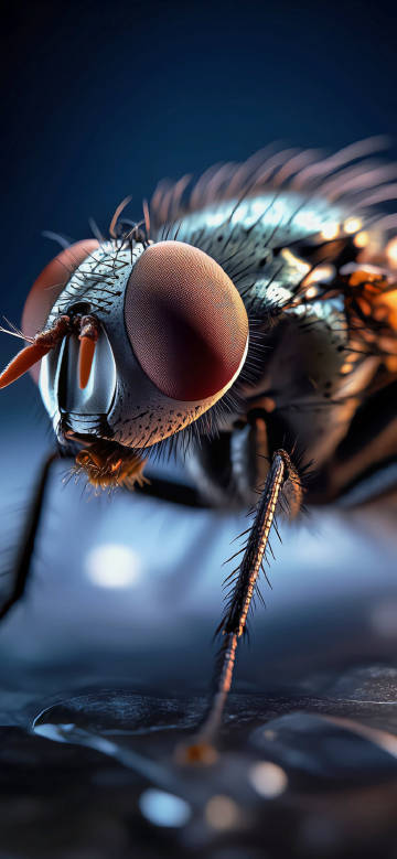Super macro close-up of a fly phone wallpaper