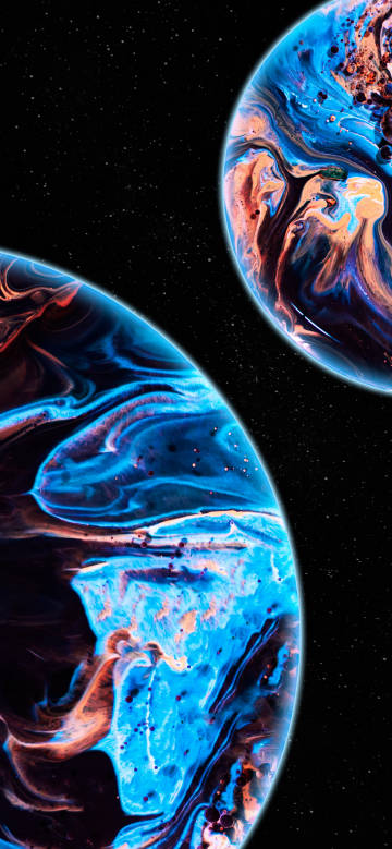 Artistic planets under starry sky phone wallpaper