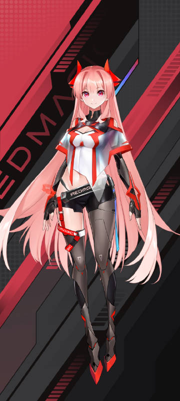 Future style pink long hair anime girl phone wallpaper