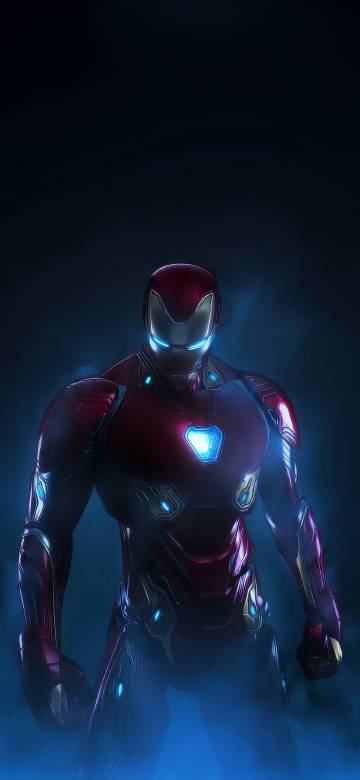 Iron Man in Blue Mist Wallpaper 4K