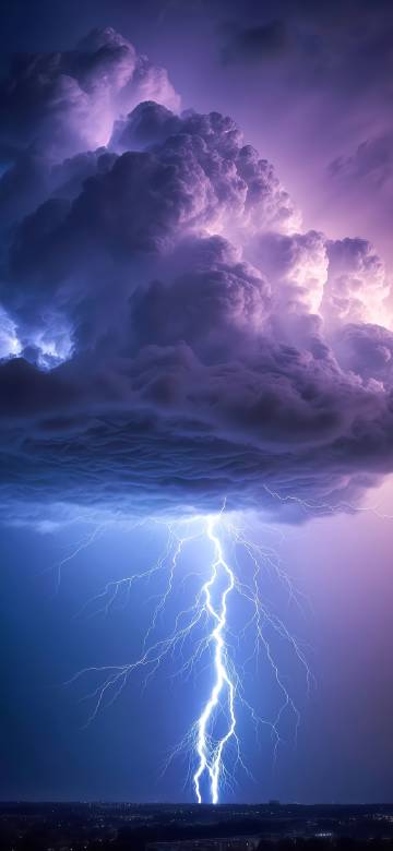 Fantasy lightning under dark clouds phone wallpaper