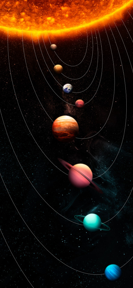 Solar System Planets Alignment 4K Phone Wallpaper