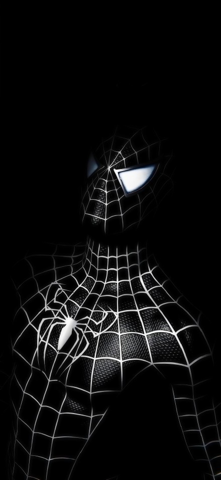 Black Spider-Man on a black background phone wallpaper