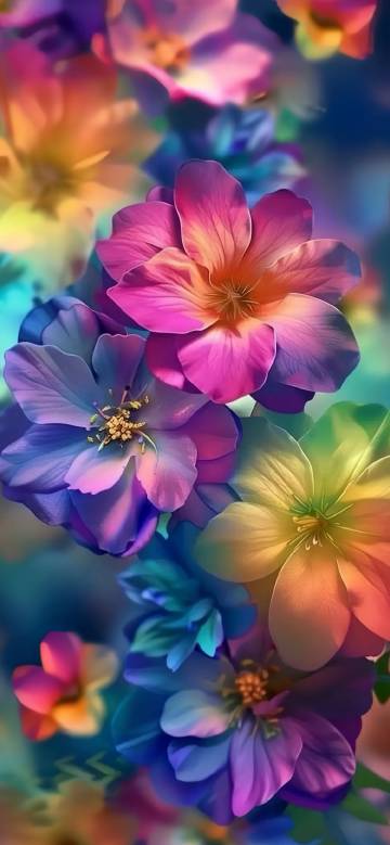 Vibrant Colorful Flowers Depth of Field 4K Phone Wallpaper