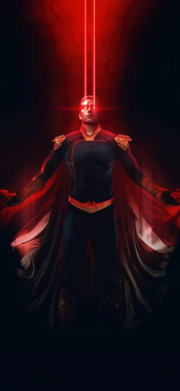 Superpowered being with red flames phone wallpaper