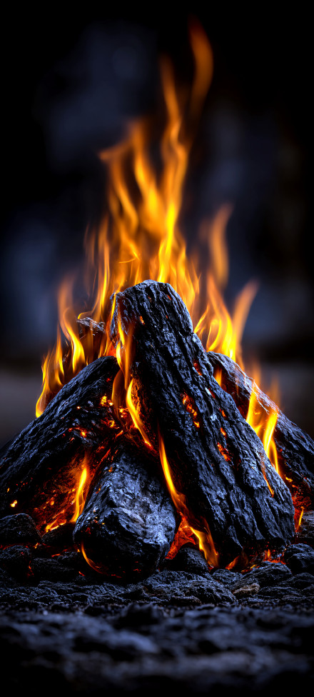 Close-up of Burning Coals and Fire 4K Wallpaper