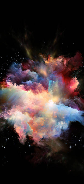 Dreamy cosmic color explosion phone wallpaper