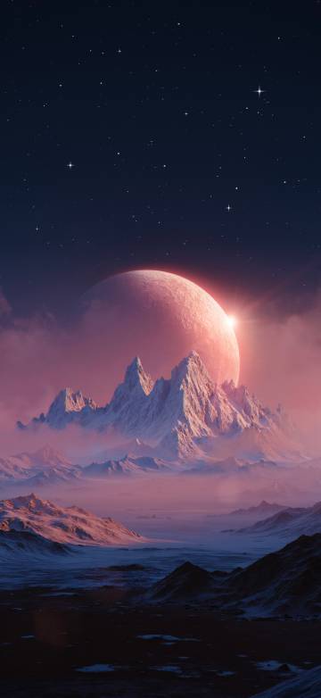 Sci Fi Planet Behind Mountains Phone Wallpaper Sci Fi Planet Behind Mountains Phone Wallpaper