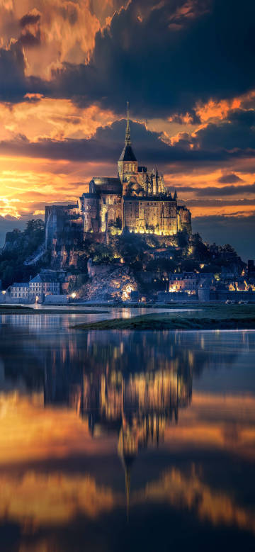 Mont saint-michel in afterglow phone wallpaper