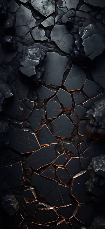 Black rocks with cracked surfaces phone wallpaper