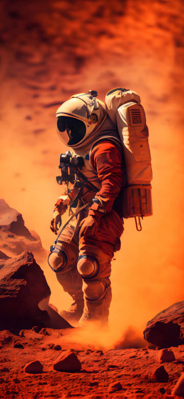 Astronaut Exploring The Red Planet