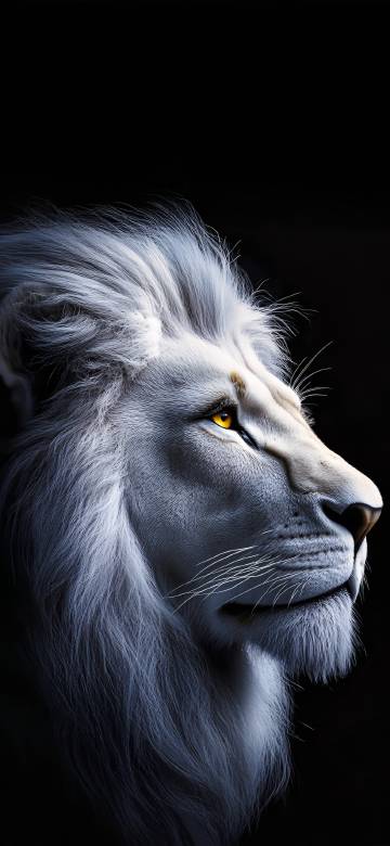 Majestic White Lion With Glowing Golden Eye 4k Wallpaper