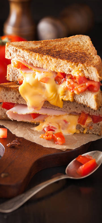 Tempting ham, tomato and cheese sandwich phone wallpaper