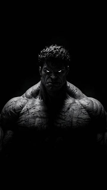 Hulk with Glowing Eyes in the Dark 4K Wallpaper
