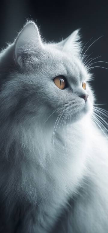 Close-up of a fluffy white cat phone wallpaper