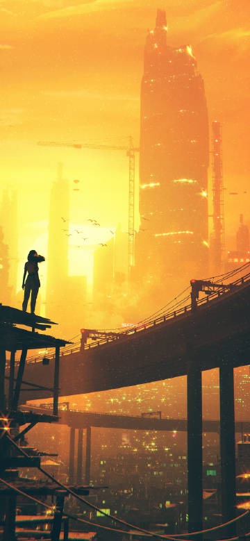 Cyberpunk Sunset Mega City Girl wallpaper Cyberpunk Sunset Mega City Girl wallpaper