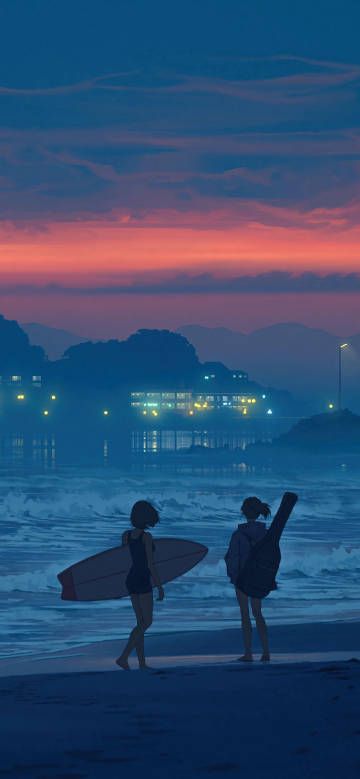 Seaside Girls under the Sunset