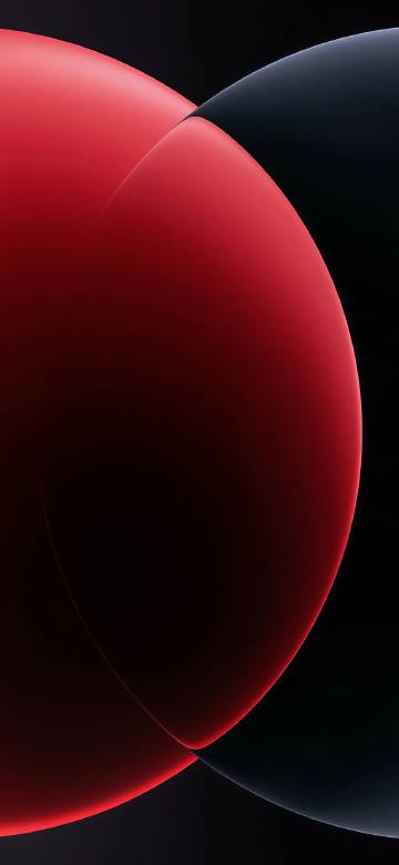 Red and black spheres overlapping each other on a black background