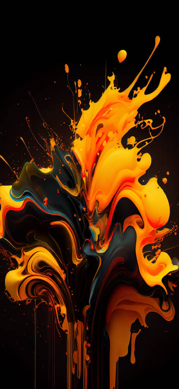 Color splatter abstract art on a black background