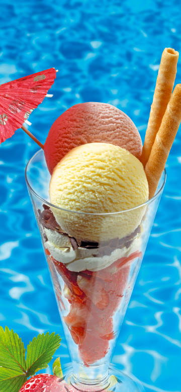 Ice cream by the pool in summer phone wallpaper