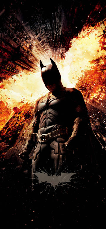 Batman standing firm in the ruins phone wallpaper
