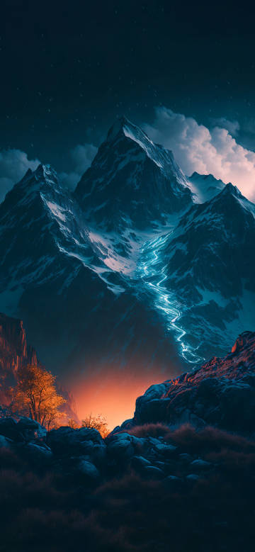 Fantasy snow mountain phone wallpaper