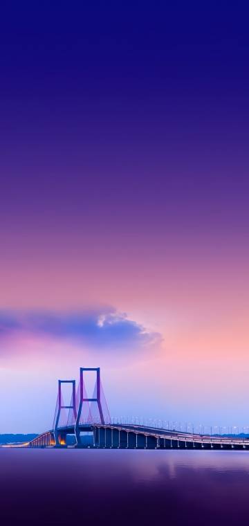Magnificent Suspension Bridge At Dusk 4K Phone Wallpaper