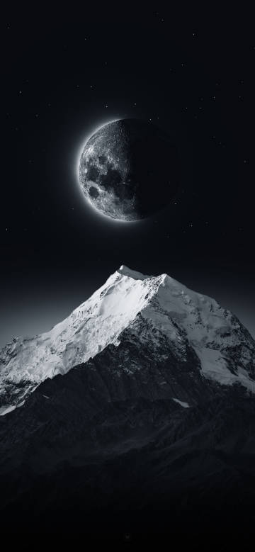 Super cool black and white wallpaper: Mysterious Moon and Mountains