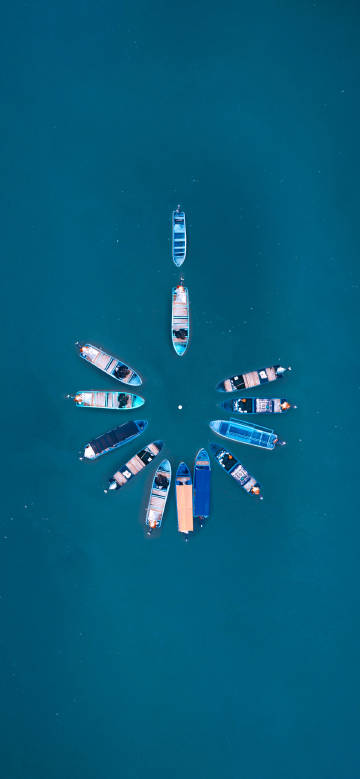 Array of boats on the sea phone wallpaper