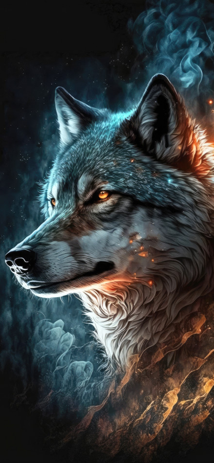 Mystic Wolf with Glowing Eyes 4K Phone Wallpaper