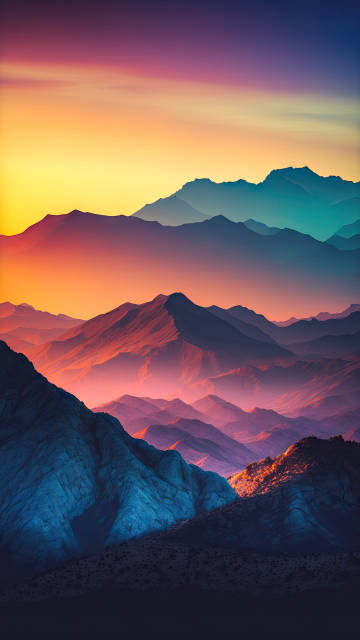 Beautiful Colorful Mountains Depth Effect Phone Wallpaper 4K