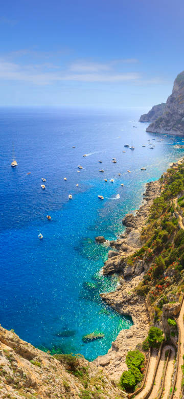 Boats on the blue sea of Capri, Italy wallpaper