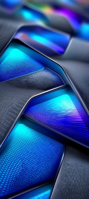 Cool geometric shapes in blue and black tones phone wallpaper