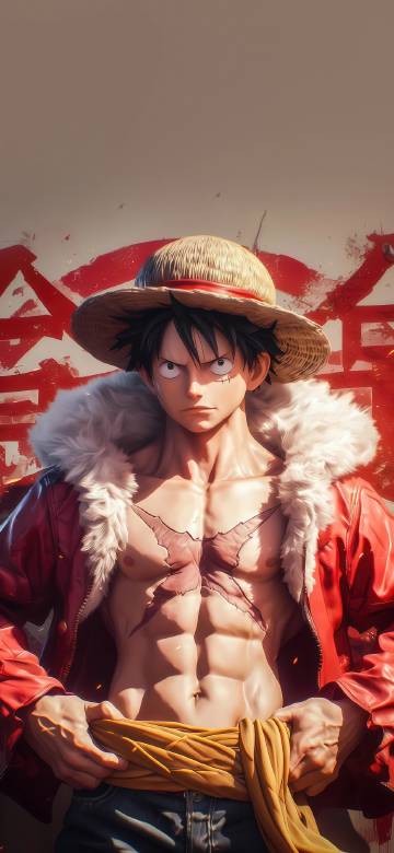 One Piece Luffy's hands on hips phone wallpaper