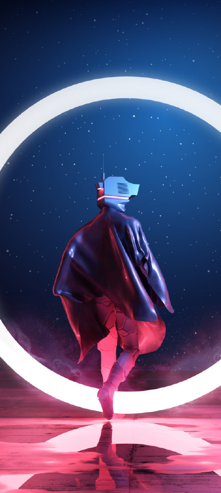 Future Traveler Under the Starry Sky Wallpaper