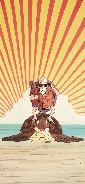 Dragon Ball Master Roshi and Turtle 4K Wallpaper