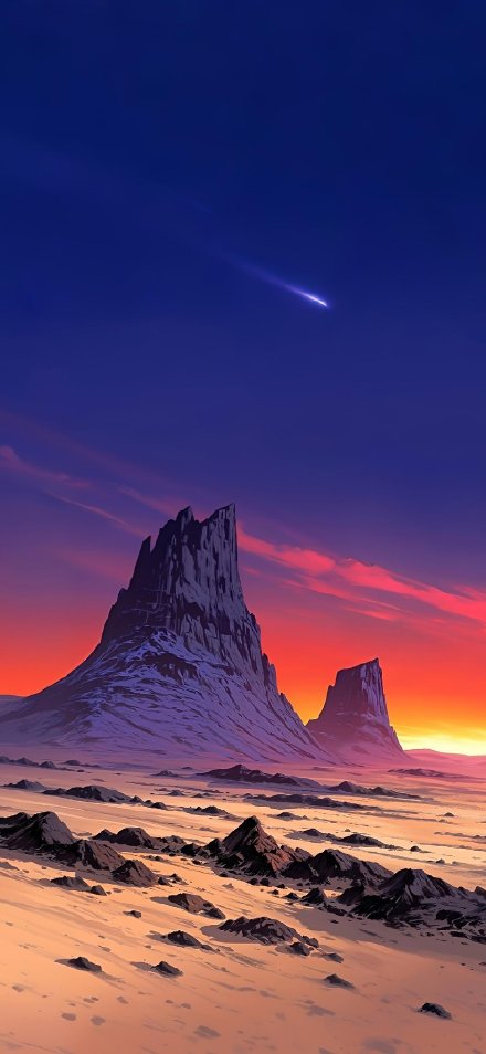 Deep Blue Sky and Shooting Stars Illustration wallpaper