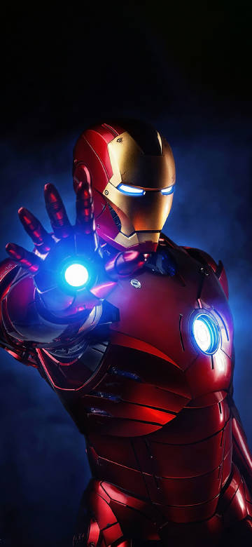 Iron Man Glowing Hand Close-Up 4K Phone Wallpaper