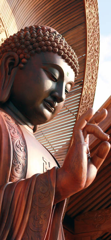 Brown-red solemn buddha wallpaper