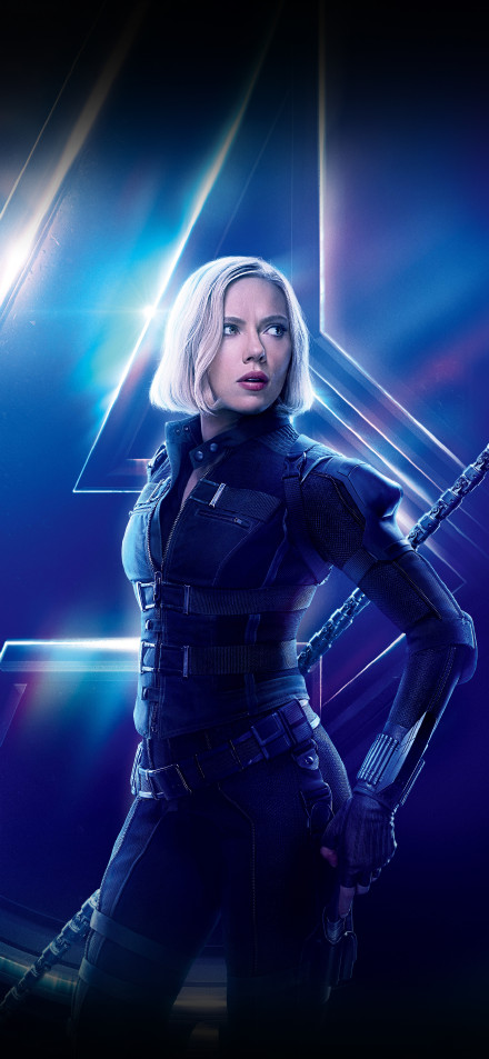 Black Widow in combat attire with a determined look phone wallpaper