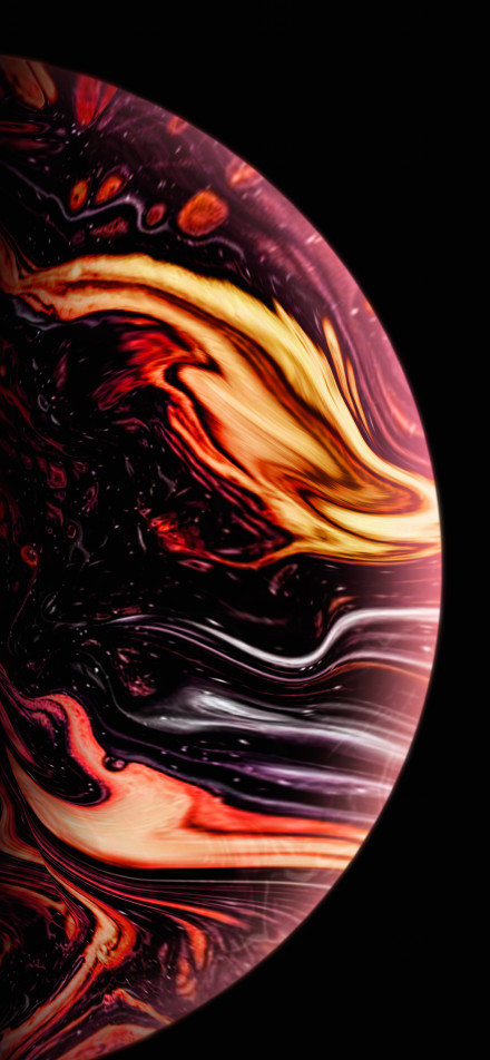 Dazzling fluid planet on black background phone wallpaper