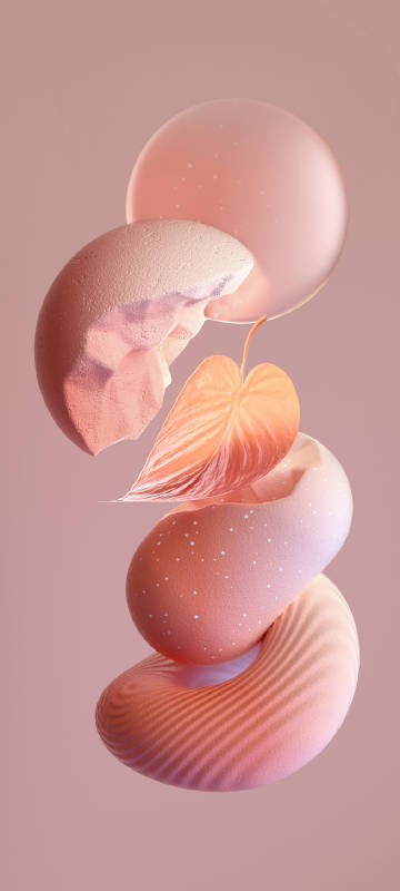 Stones and a Leaf Floating on a Pink Background Wallpaper Stones and a Leaf Floating on a Pink Background Wallpaper