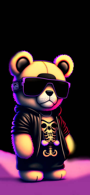 Trendy and cool bear wearing sunglasses