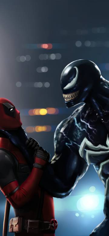 Deadpool & Venom Confrontation Wallpaper