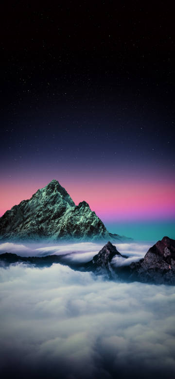 Colorful Night Sky Over Mountain Range 4K Phone Wallpaper