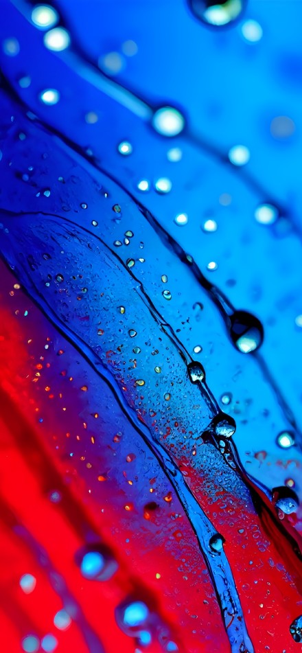 Water Drops on Glass with Neon Glow 4K Phone Wallpaper