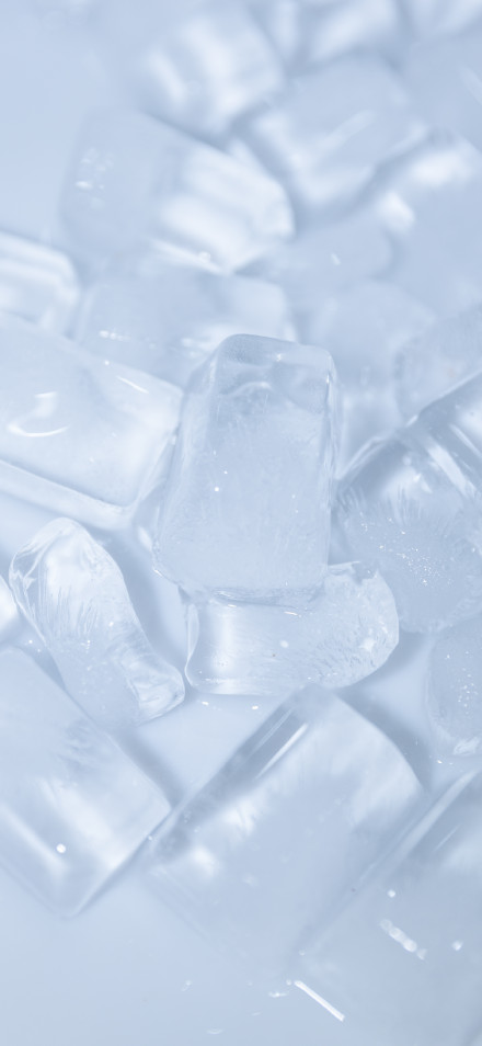 A pile of crystal clear ice cubes in summer phone wallpaper