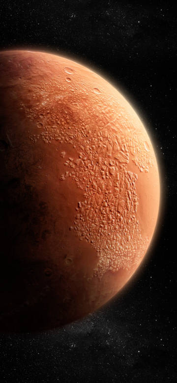 The Red Planet under the stars of the universe phone wallpaper