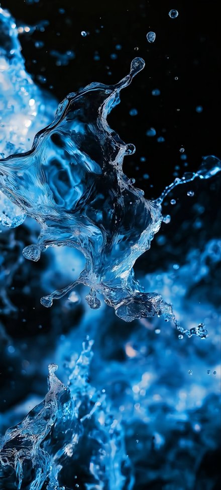 Blue Water Splashing On Black Background Wallpaper