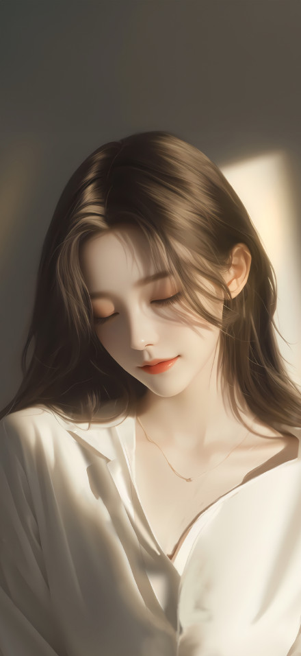 Beautiful, closed eyes, side face beauty phone wallpaper